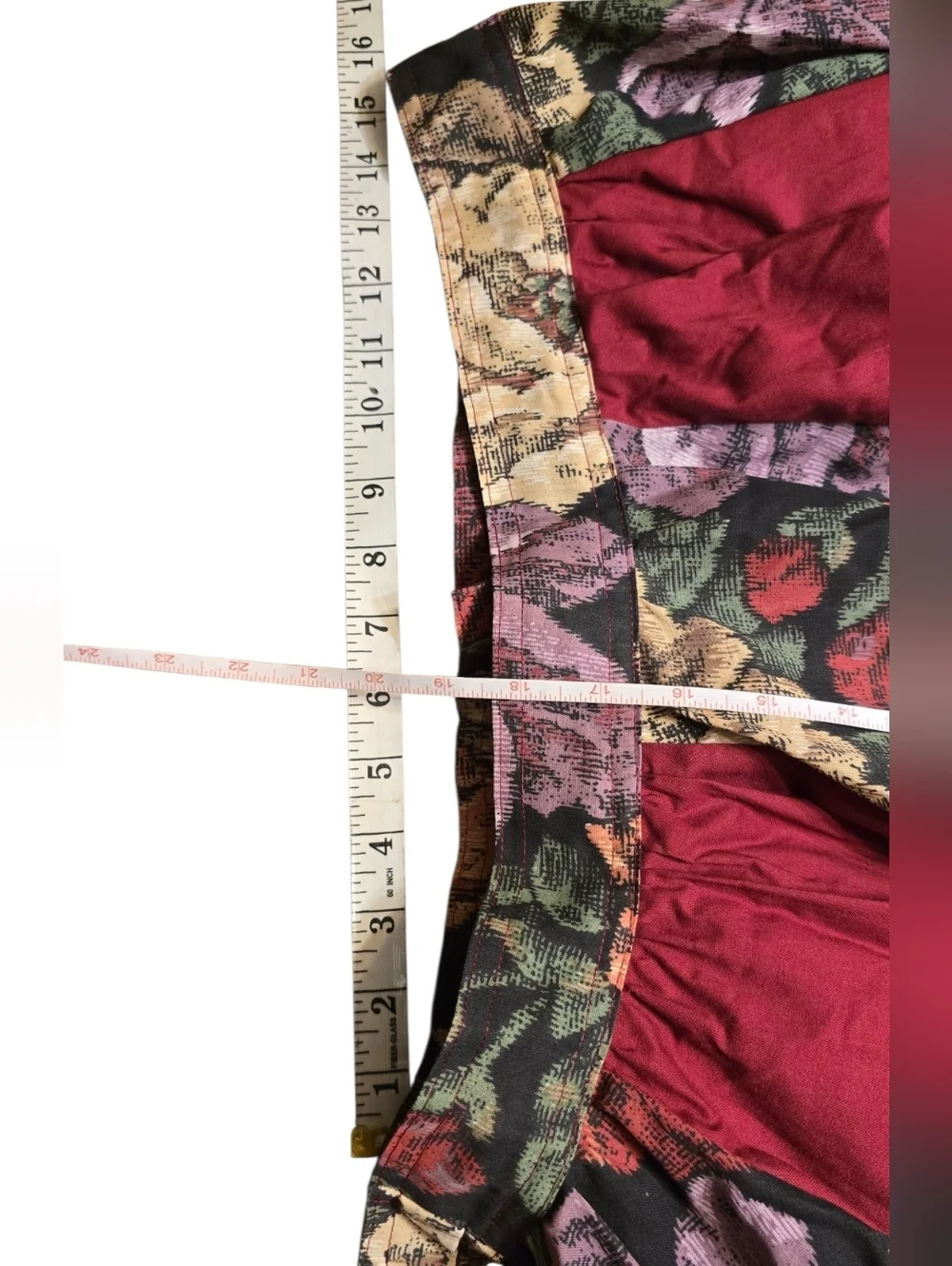 Vintage Cottagecore Floral Tiered Ruffle Mini Skirt Coquette Boho Burgundy Small